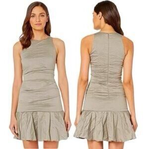 Nicole Miller Grey Ruched Sleeveless Dress